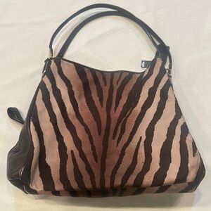 Coach Zebra-Print Brown and Tan Shoulder Bag